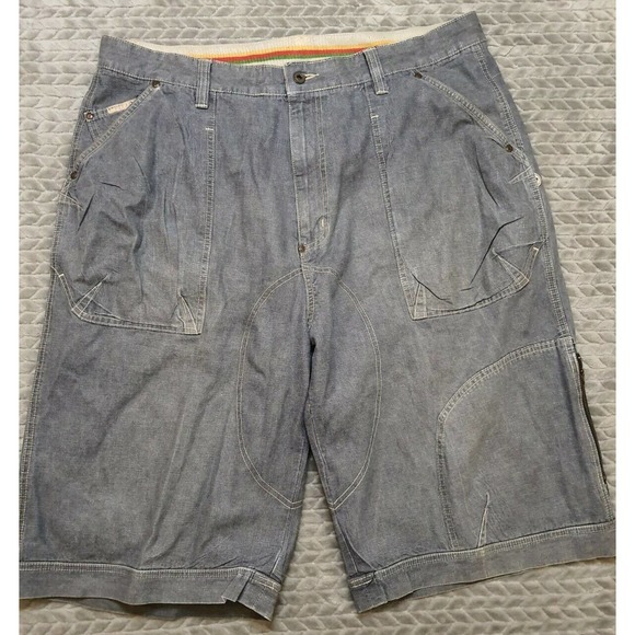 Davoucci Jeans Denim Shorts Mens‎ Size 40 Medium Wash 100% Cotton Long Inseam 14 - Picture 1 of 9